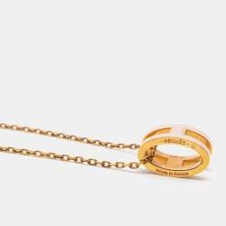Pre Owned Hermès Pop H Pink Lacquered Gold Plated Pendant Necklace