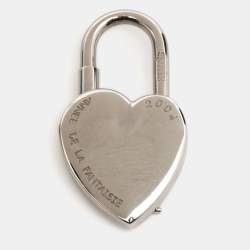 Hermes Cadena Heart Silver Tone Lock Bag Charm