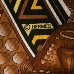 Hermes Orange  L'or Des Chefs Silk Scarf