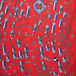 Pre Owned Hermes Vintage Red Cordages Silk Square Scarf