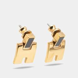 Pre Owned Hermès Eileen Enamel Gold Plated Earrings