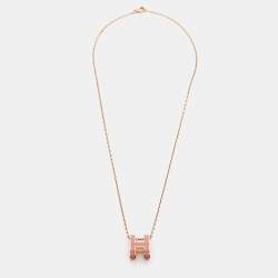 Hermes Kelly Enamel Rose Gold Plated Pendant Necklace