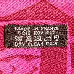 Hermes Pink Printed Silk Square Scarf