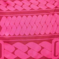 Hermes Pink Printed Silk Square Scarf
