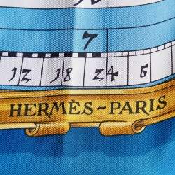 Pre Owned Hermes Blue Astrologie Printed Silk Square Scarf