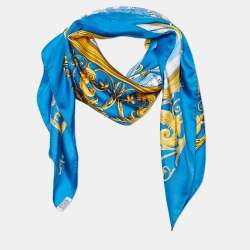 Pre Owned Hermes Blue Astrologie Printed Silk Square Scarf