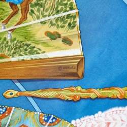 Pre Owned Hermes Blue Brise De Charme Printed Silk Square Scarf