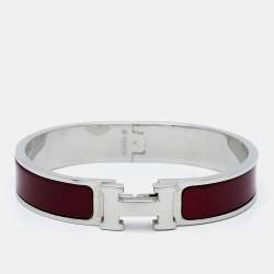 Hermes Clic H Brown Enamel Palladium Plated Bracelet