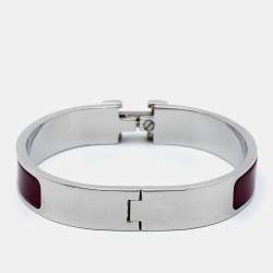 Hermes Clic H Brown Enamel Palladium Plated Bracelet