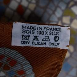 Hermes Brown Sous Le Cedre Printed Silk Square Scarf
