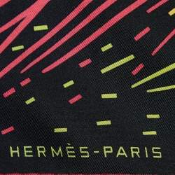 Hermes Black Pluie D'Etincelles Printed Silk Square Scarf