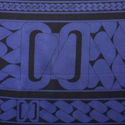Hermes Navy Blue & Black Clic C'est Noue Printed Silk Square Scarf