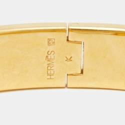 Hermes Clic H Orange Enamel Gold Plated Narrow Bracelet
