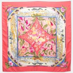 Hermes Pink Tropiques Silk Square Scarf