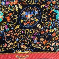 Hermes Multicolor Pierre D'Orient et D'occident Printed Silk Plisse Scarf