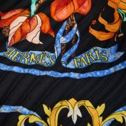 Hermes Multicolor Pierre D'Orient et D'occident Printed Silk Plisse Scarf