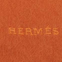 Pre Owned Hermes Vintage Orange Cashmere Wool Fringe Stole