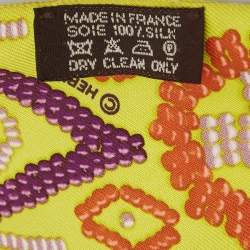 Pre Owned Hermes Lime Green Kelly en Perles Silk Twilly Scarf Set of 2