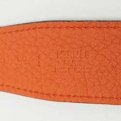 Hermes Orange/Chocolat Togo and Box Leather H Buckle Reversible Belt 100CM