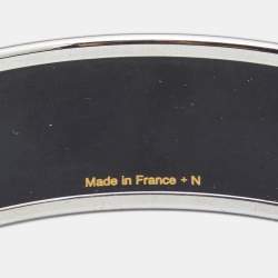 Hermes Orange Enamel Palladium Plated Caleche Bangle Bracelet