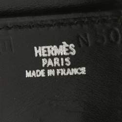 Hermes Black Leather Chamonix Vegas Lock Wide Cuff Bracelet