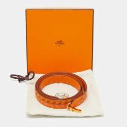 Hermes Apricot/Rose Azalee/Gold Epsom Leather Tressage De Cuir Bag Strap