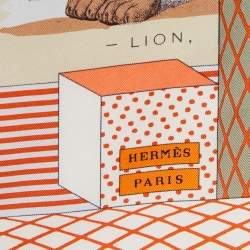 Pre Owned Hermes Orange Grand Theatre Nouveau Printed Silk Square Scarf