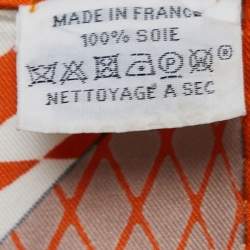 Pre Owned Hermes Orange Grand Theatre Nouveau Printed Silk Square Scarf
