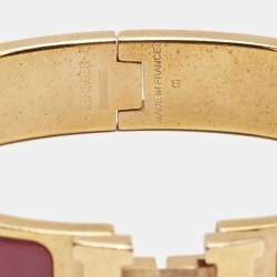 Hermes Clic H Pink Enamel Gold Plated Bracelet