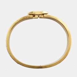 Hermes Clic H White Enamel Gold Plated Narrow Bracelet