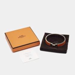 Hermes Clic H Orange Enamel Palladium Plated Narrow Bracelet
