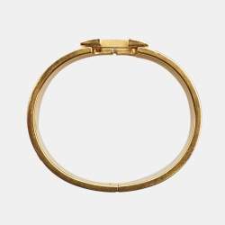 Hermès Clic Clac H Marron Glace Enamel Gold Plated Wide Bracelet