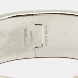 Hermès Clic Clac H Black Enamel Palladium Plated Wide Bracelet