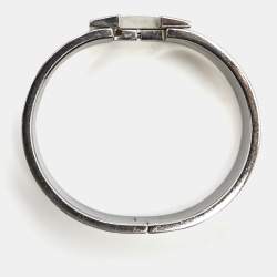 Hermès Clic Clac H Black Enamel Palladium Plated Wide Bracelet