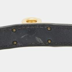 Hermès Dark Grey Leather Gold Plated Kelly Double Tour Bracelet