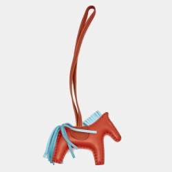Hermes Capucine/Celeste/Cornaline Leather Rodeo Grigri Bag Charm PM