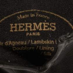 Hermes Black Lambskin Leather Soya Gloves 9