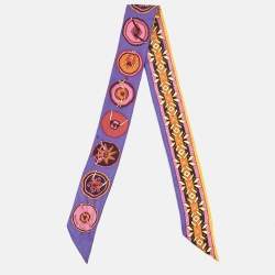 Pre Owned Hermes Purple Belles Du Mexique Silk Twilly