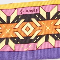 Pre Owned Hermes Purple Belles Du Mexique Silk Twilly