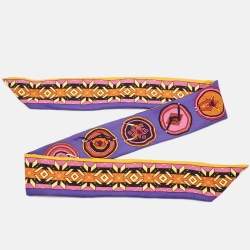 Pre Owned Hermes Purple Belles Du Mexique Silk Twilly