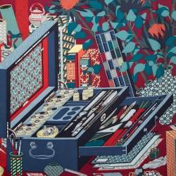 Hermes Multicolor Les Tresors D'un Artiste Printed Silk Square Scarf