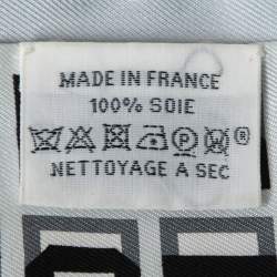 Hermes Grey/Menthol Cut Lettres Et Pois Silk Maxi Twilly 
