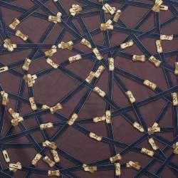 Hermes Brown Tres Kelly Printed Silk Square Scarf