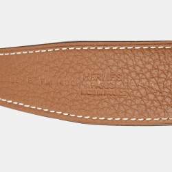 Pre Owned Hermes Black/Gold Togo and Box Leather H D'ancre Reversible Belt 85CM