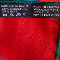 Pre Owned Hermes Pink Mors Et Gourmettes Printed Cashmere & Silk Square Scarf