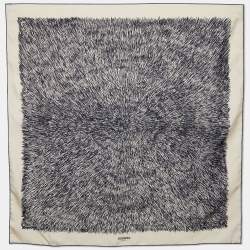 Hermes Cream Scribble Printed Silk Square Scarf