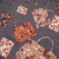 Hermes Brown Kelly En Caleche Printed Silk Square Scarf