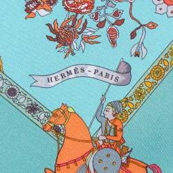 Pre Owned Hermes Green Fantaisies Indiennes Printed Silk Square Handkerchief