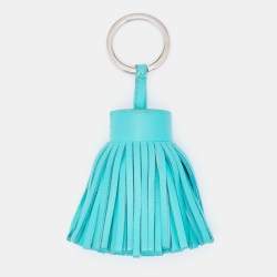 Pre Owned Hermes Sea Green Lambskin Leather Carmen Tassel Keychain