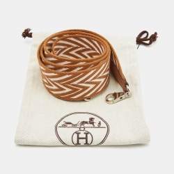 مملوكة مسبقًا Hermes Gold/Ecru Canvas and Swift Leather Sangle Cavale Shoulder Bag Strap